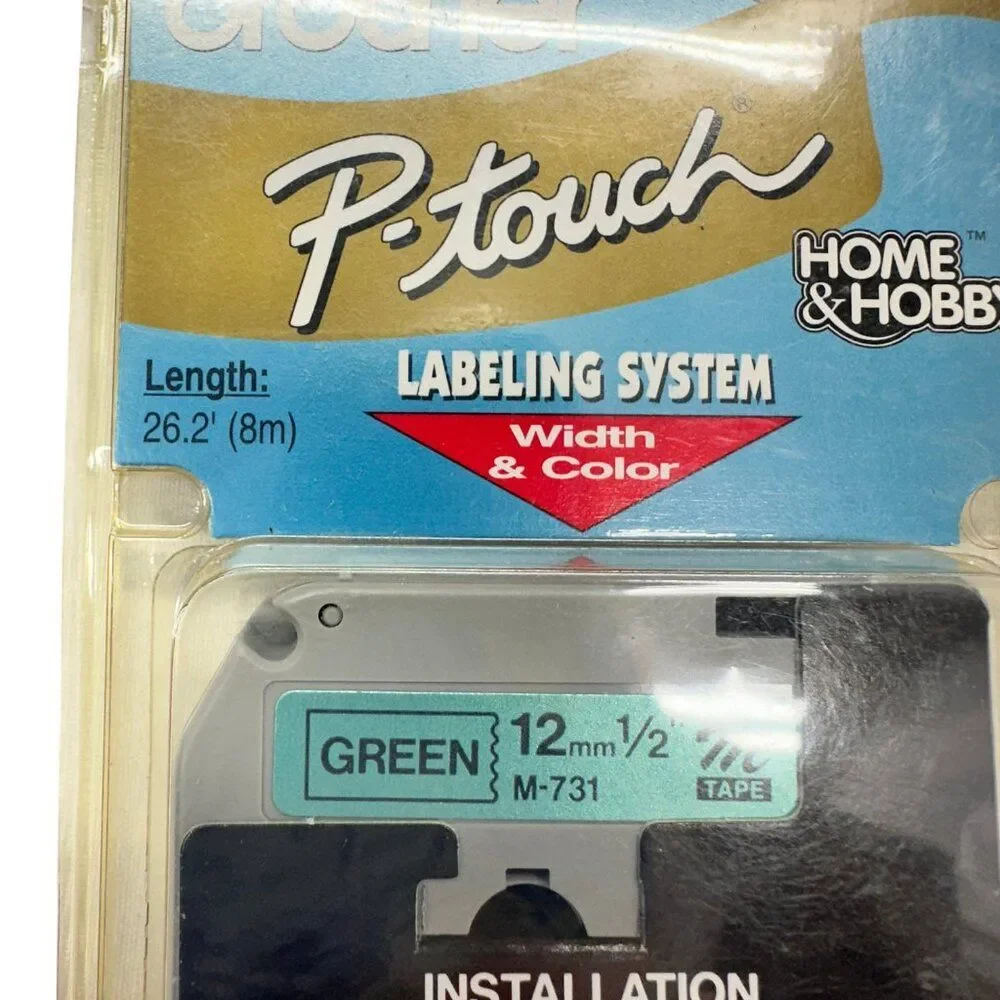 Brother P-touch M731 Black On Green Label Maker Tape (Set of 3)